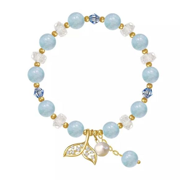 AQUAMARINE FISHTAIL STRETCH BRACELET - Picture 1 of 5